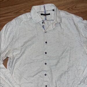 Men's White Speckled Button-Down Shirt